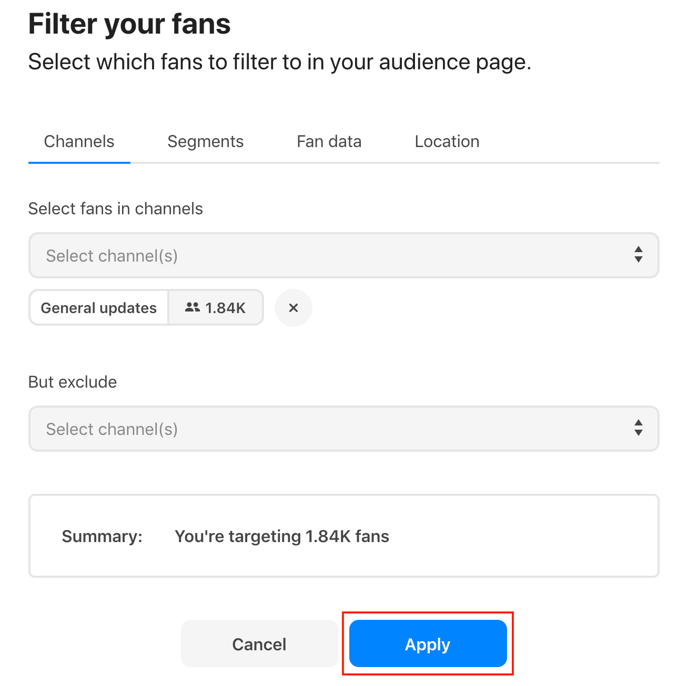 Applying filters to your audience