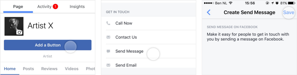 Adding a Send Message button through the Facebook app