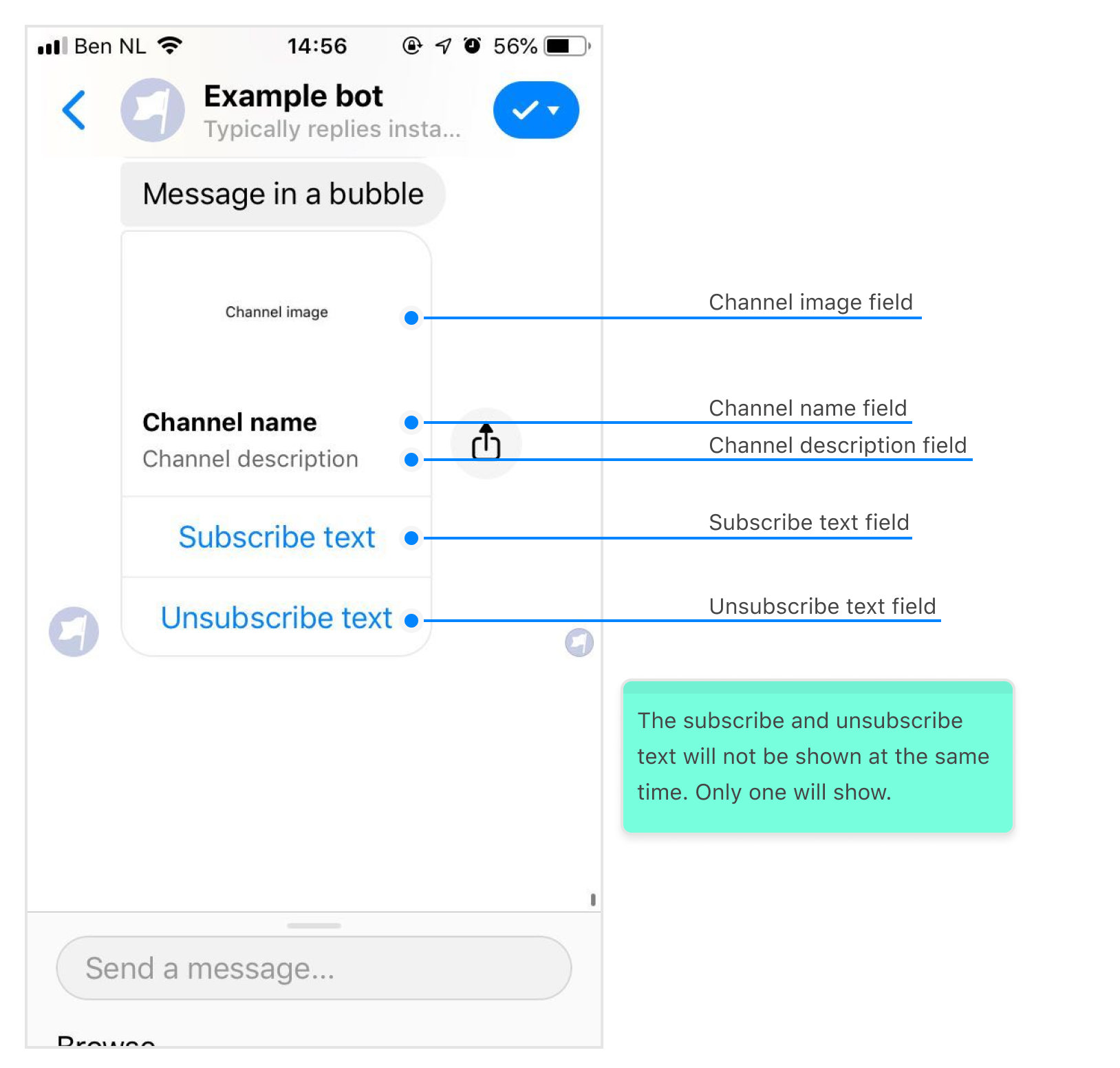 How channels will be shown in Messenger
